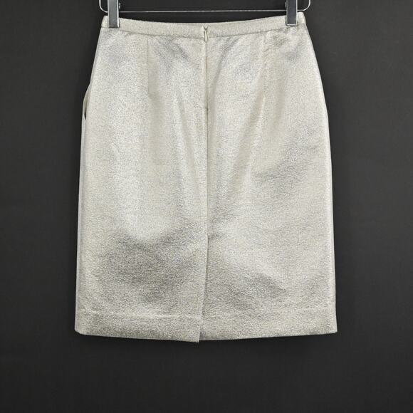 ARIANA ROCKEFELLER Skirt Size 0 Metallic Champagne Straight Pencil Back Slit - Picture 4 of 9